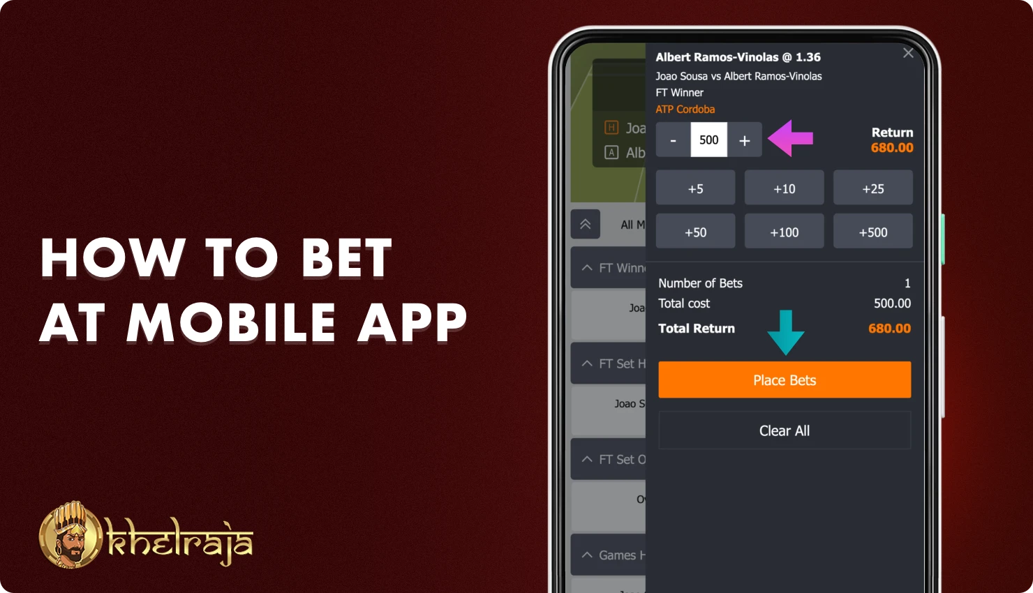 In order to place a bet on sports in the Khelraja app, an Indian user needs to follow a few simple steps