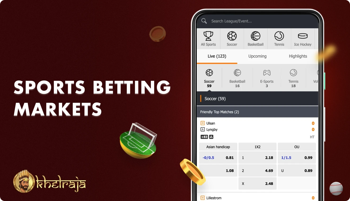 The Khelraja app offers Indian users a variety of betting options on dozens of sports, including esports